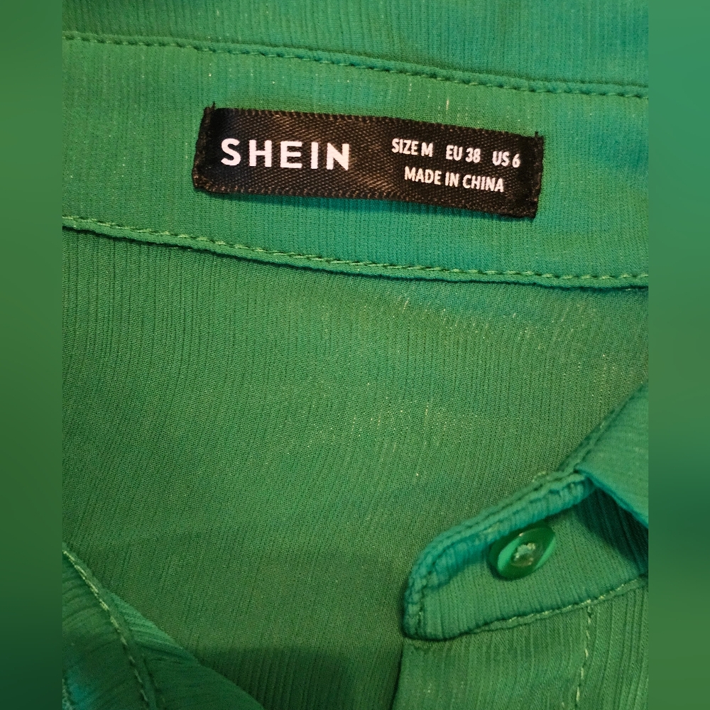 SHEIN Green Button-Up Blouse - Picture 3 of 3